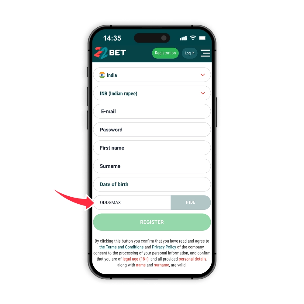 22Bet login