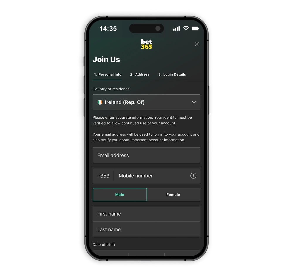 Interfața bet365 România