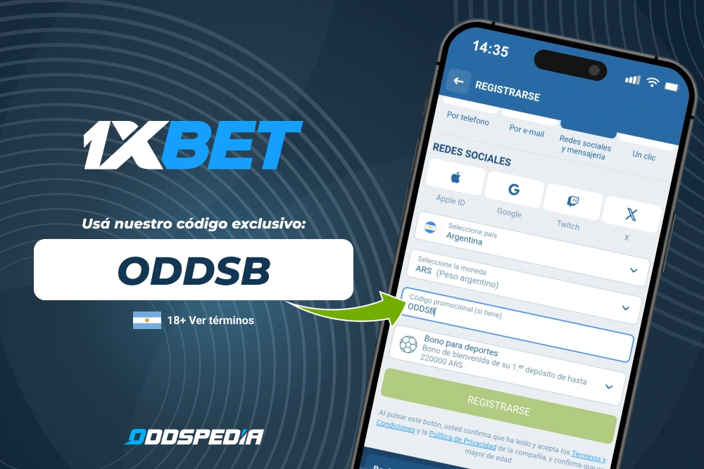 Interfaz móvil de 1xbet