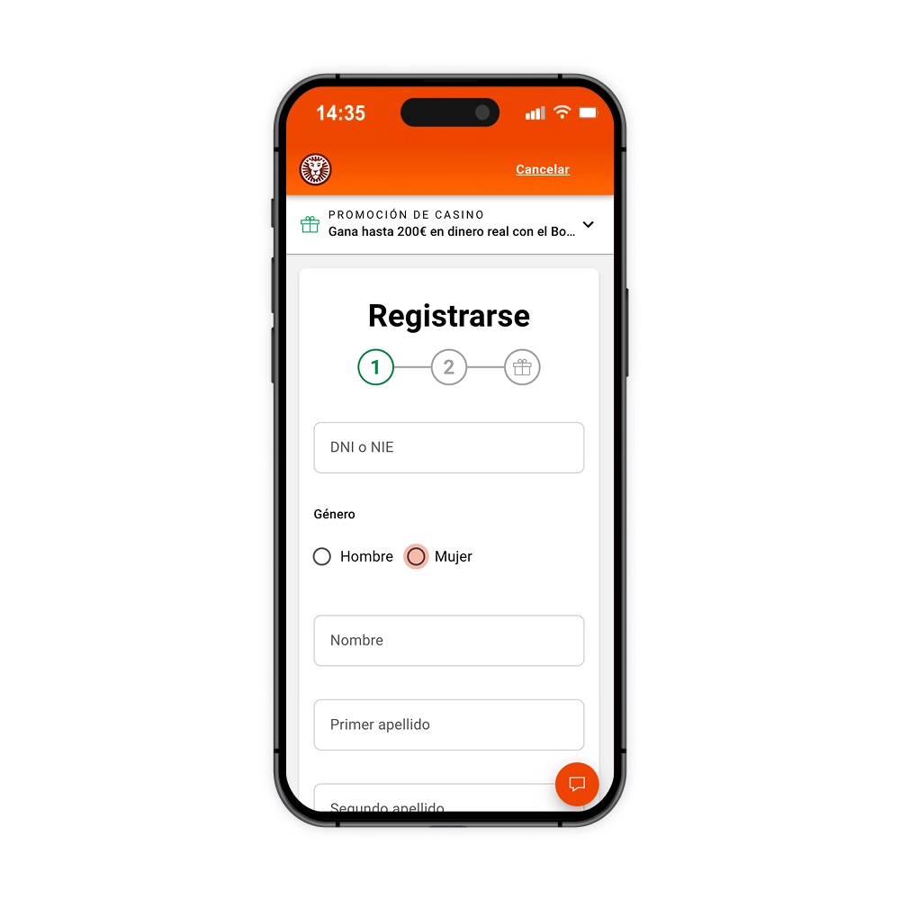 Interfaz de Leovegas ES