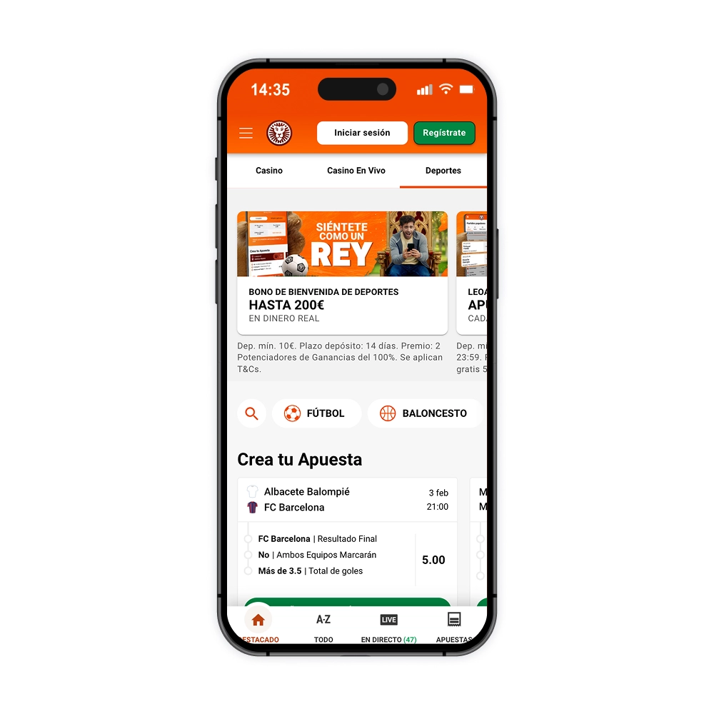 Interfaz de usuario del casino en línea de LeoVegas mostrando juegos y menú de navegación