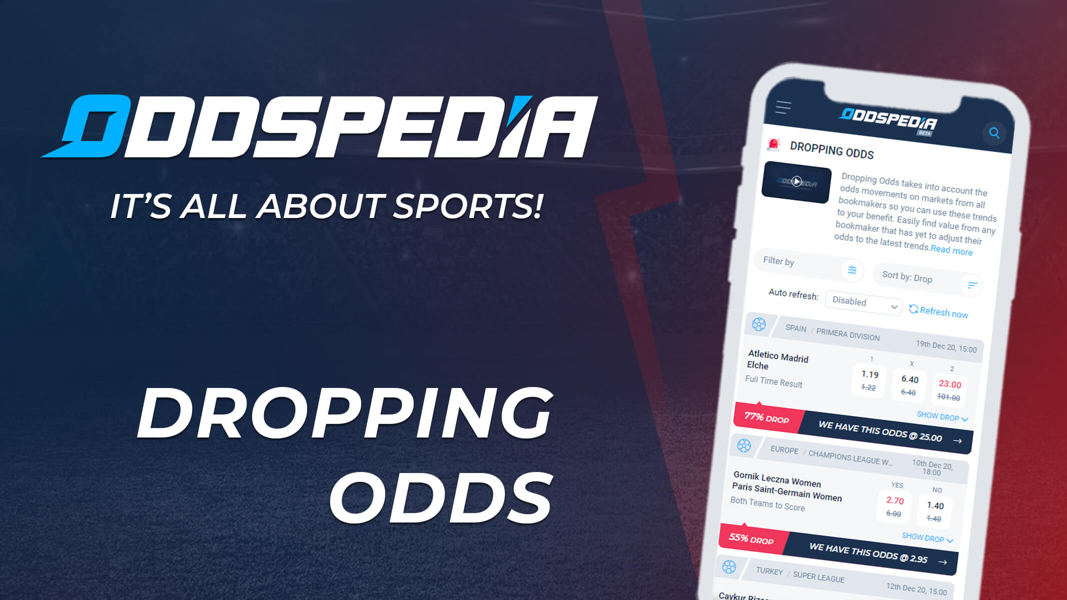 Dropping on sale odds prediction