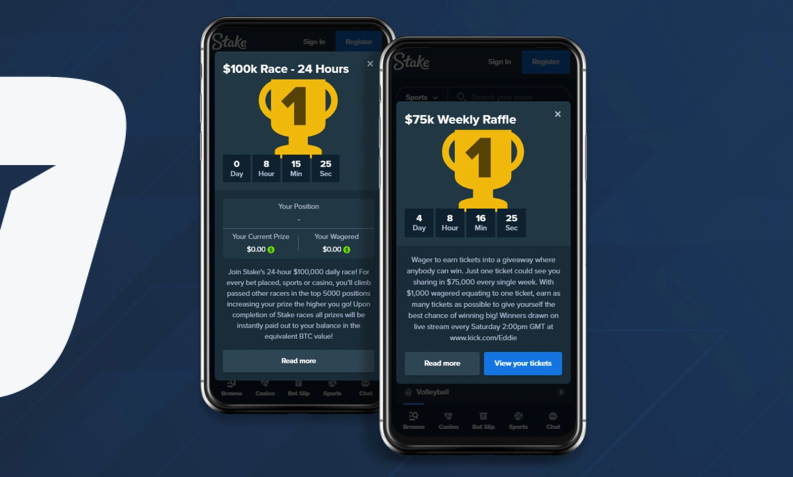 Skærmbillede af Stake platformen visende bonussektionen