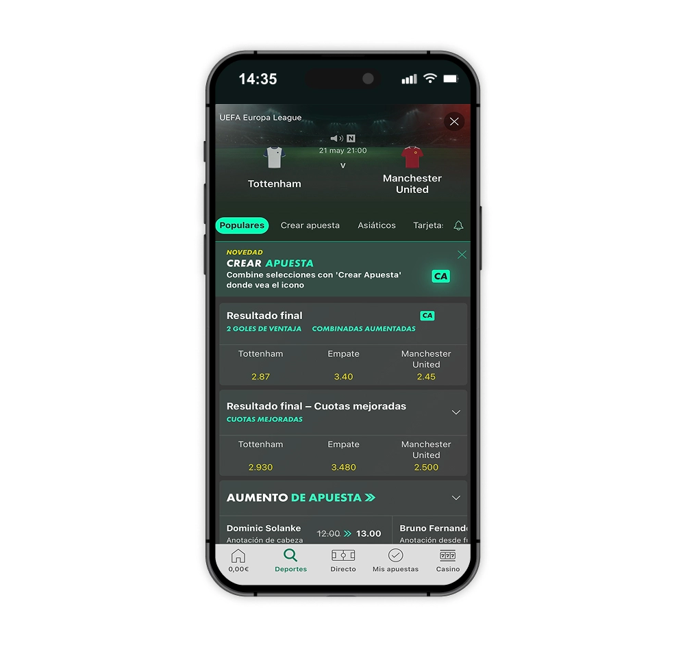 Ejemplo de apuestas en bet365