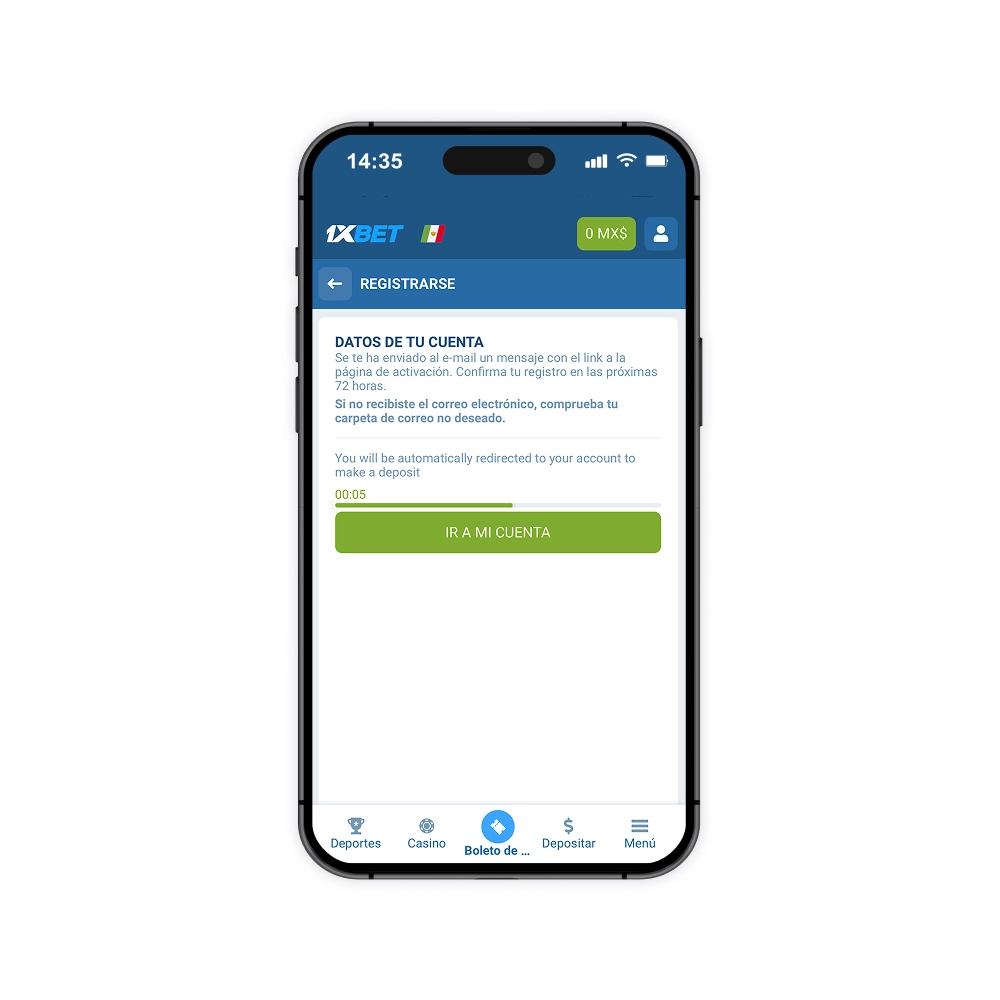 Registrarse en 1xBet: Paso 3