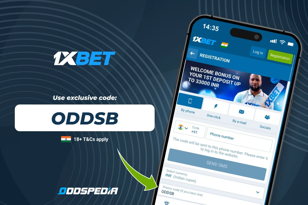 Interfaz del bono 1xbet en móvil