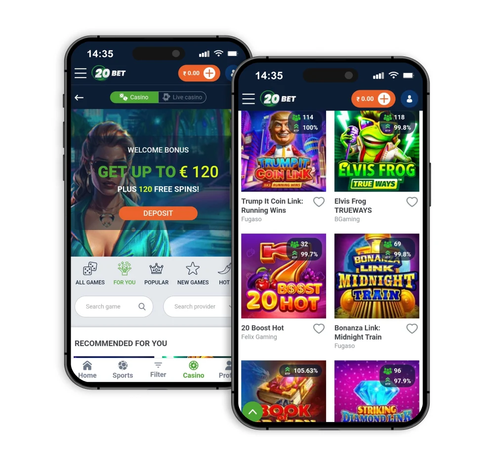 There are 20Bet Casino bonuses in India as well.