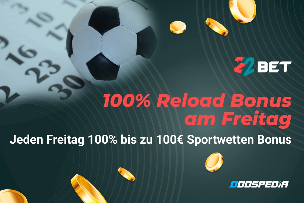 Screenshot des 22bet Bonusangebots in der App für Österreich