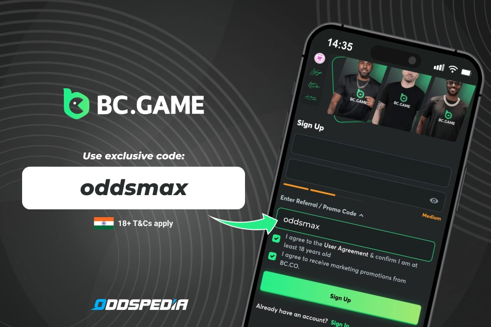 Bonus Code India 'oddsmax': Bet on Australia vs India