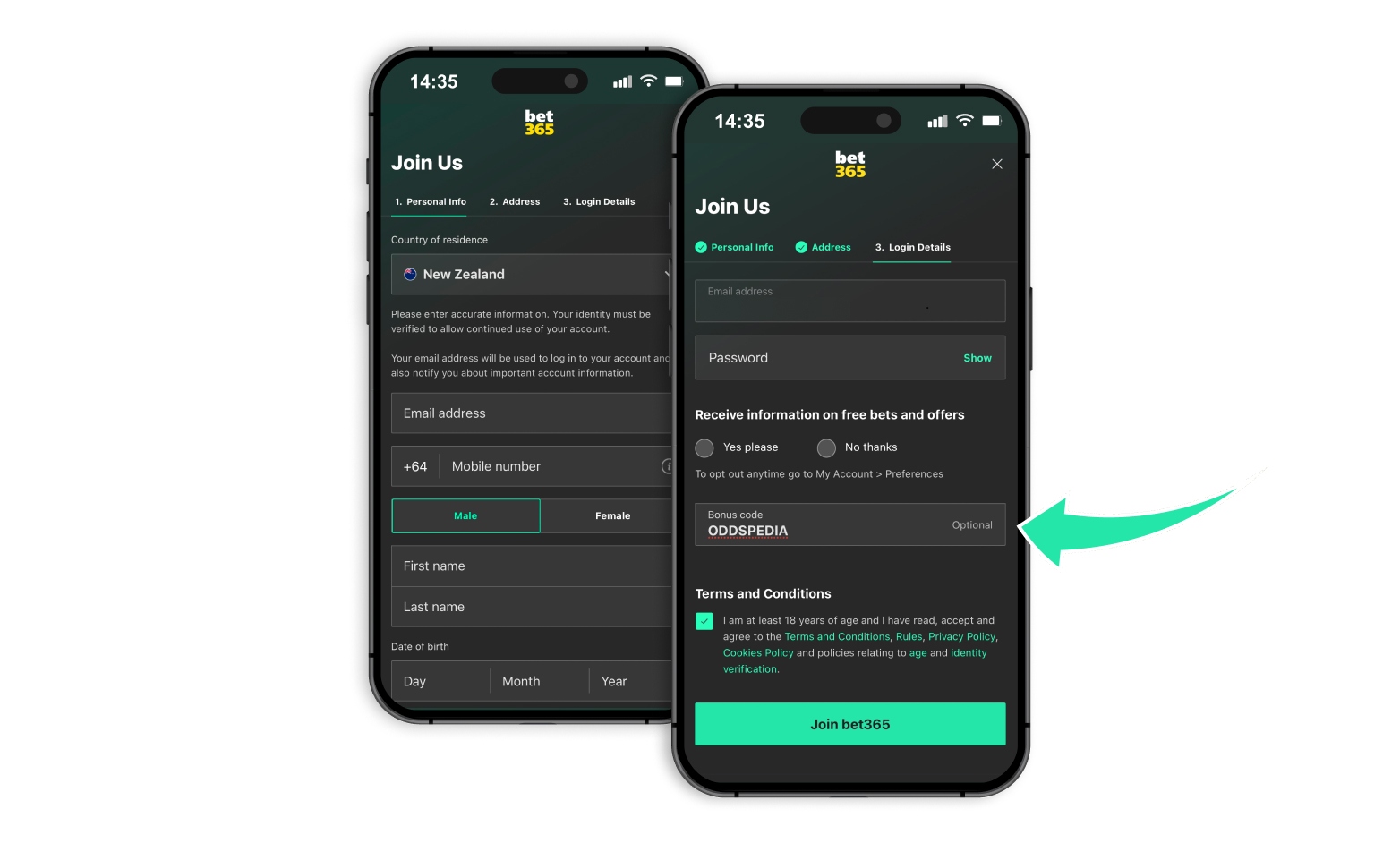 bet365 bonus code entry