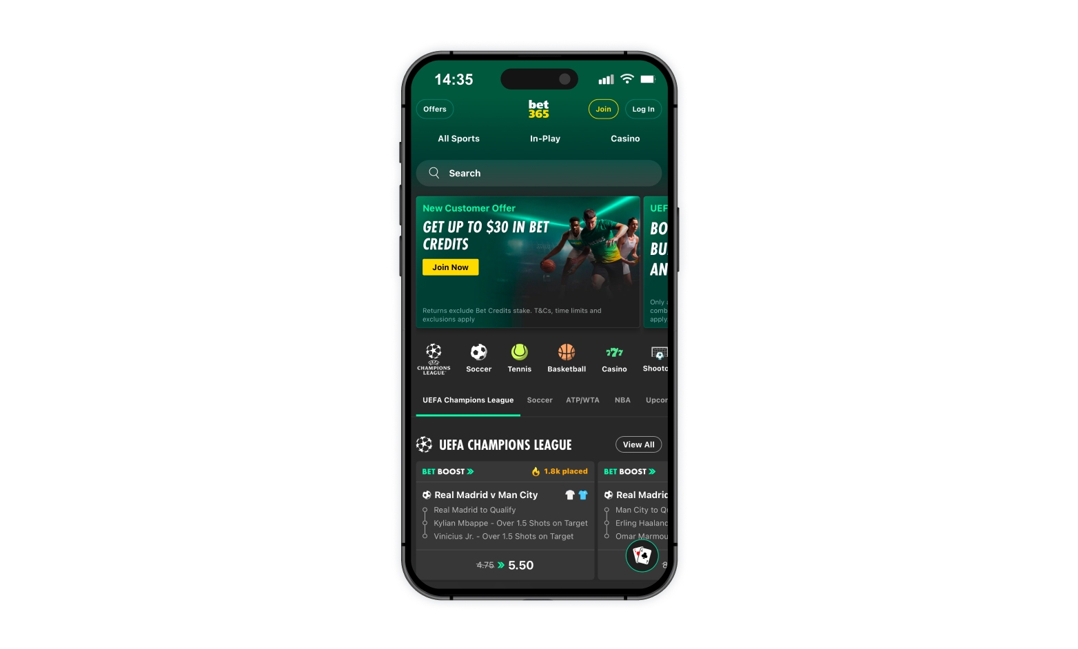 bet365 registration screen