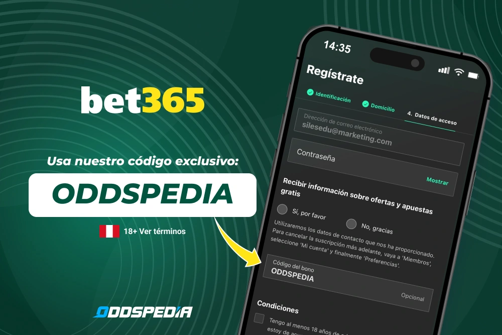 Código de bono bet365 Perú
