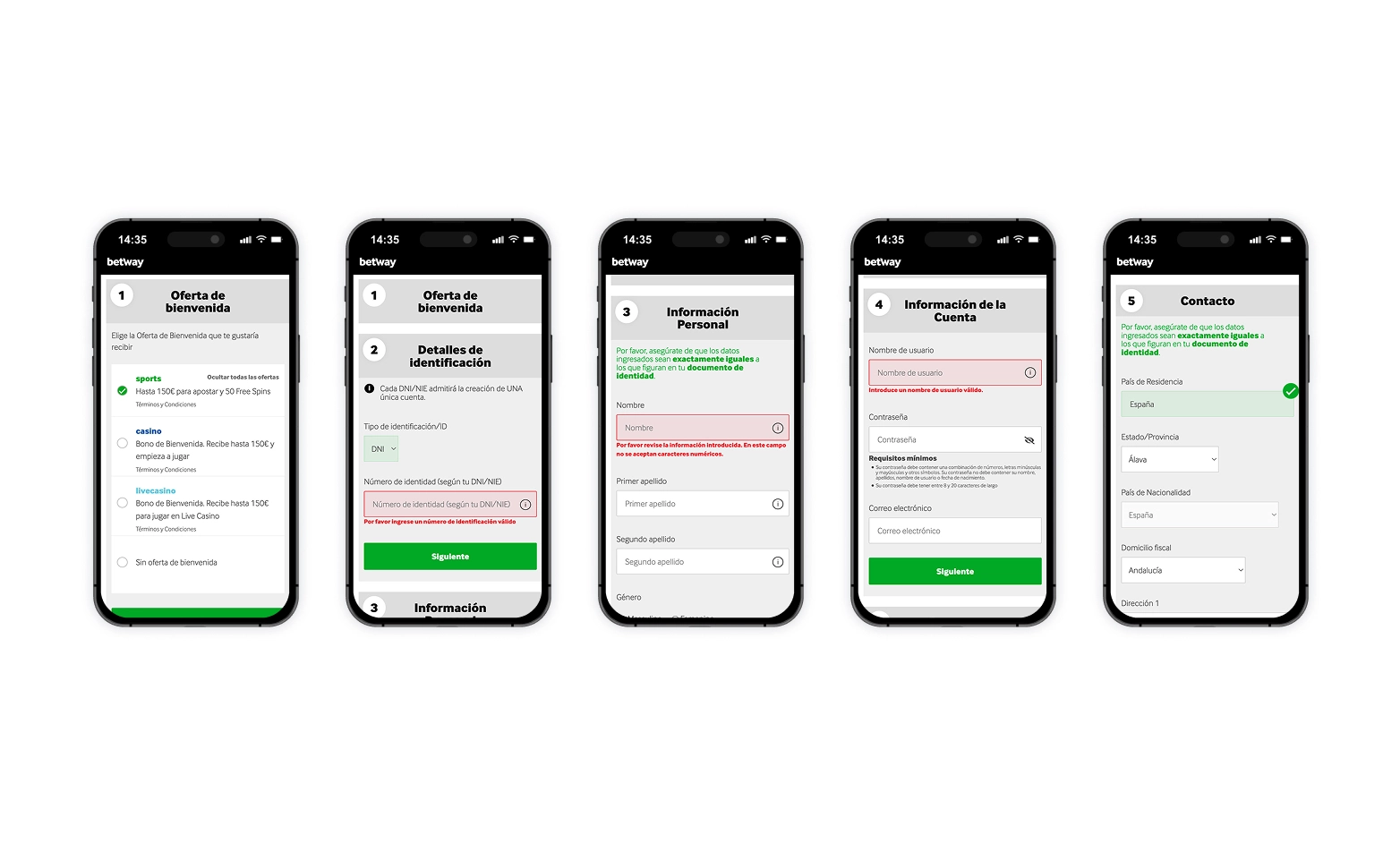Pasos para el registro de Betway