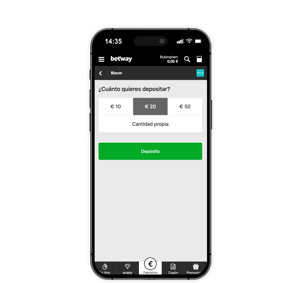 Primer depósito en Betway