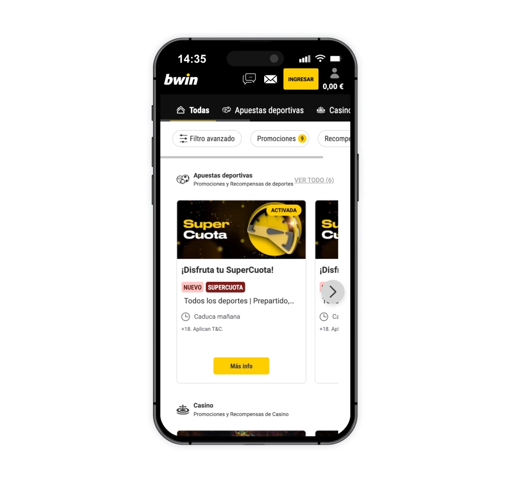 Super Cuota en Bwin