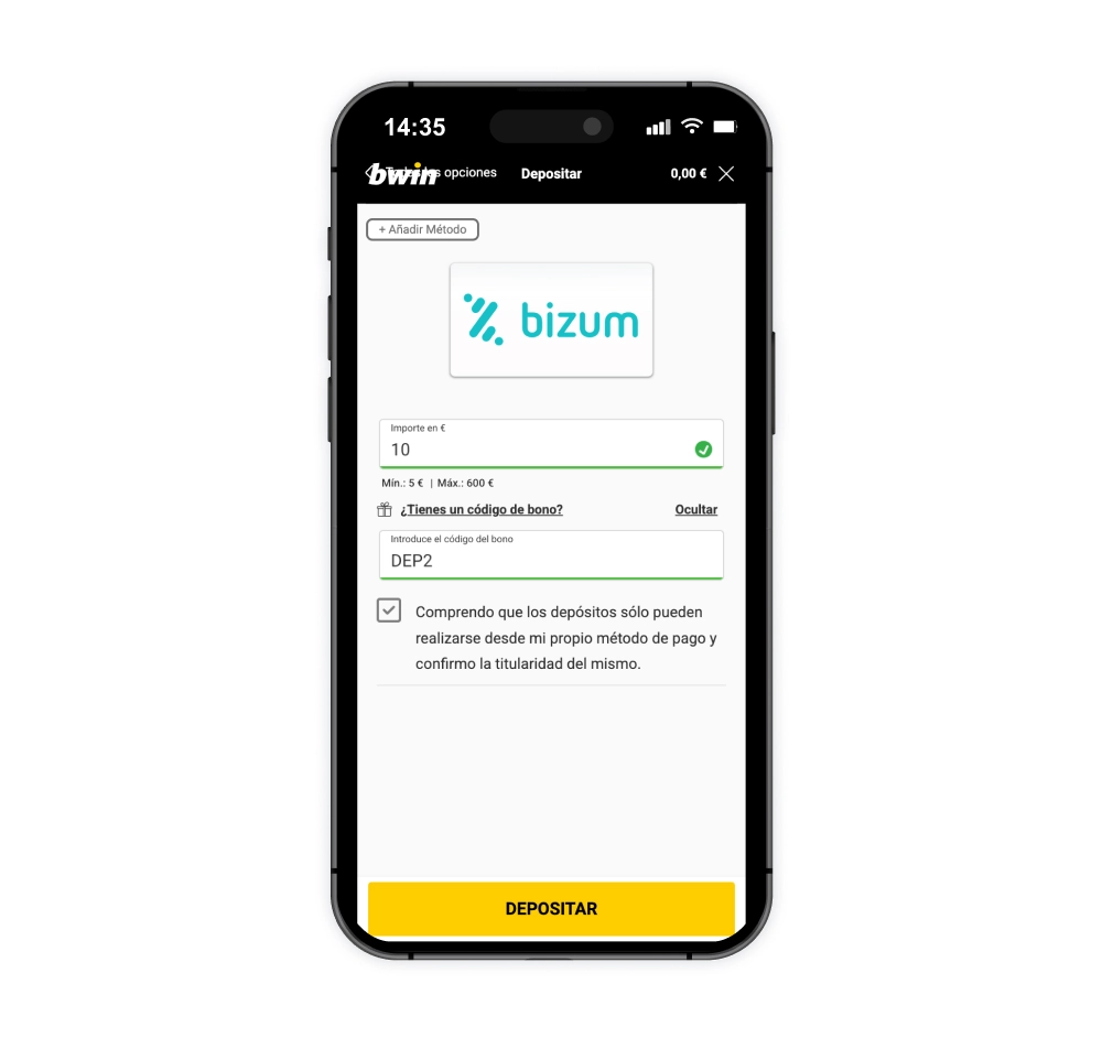 Código de bono Bwin segundo depósito