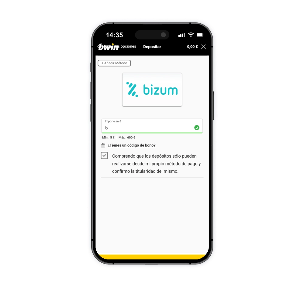 Depósito de Bwin