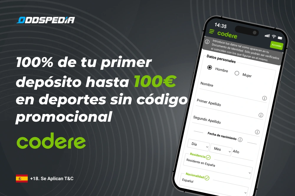 No se necesita un código promocional en Codere