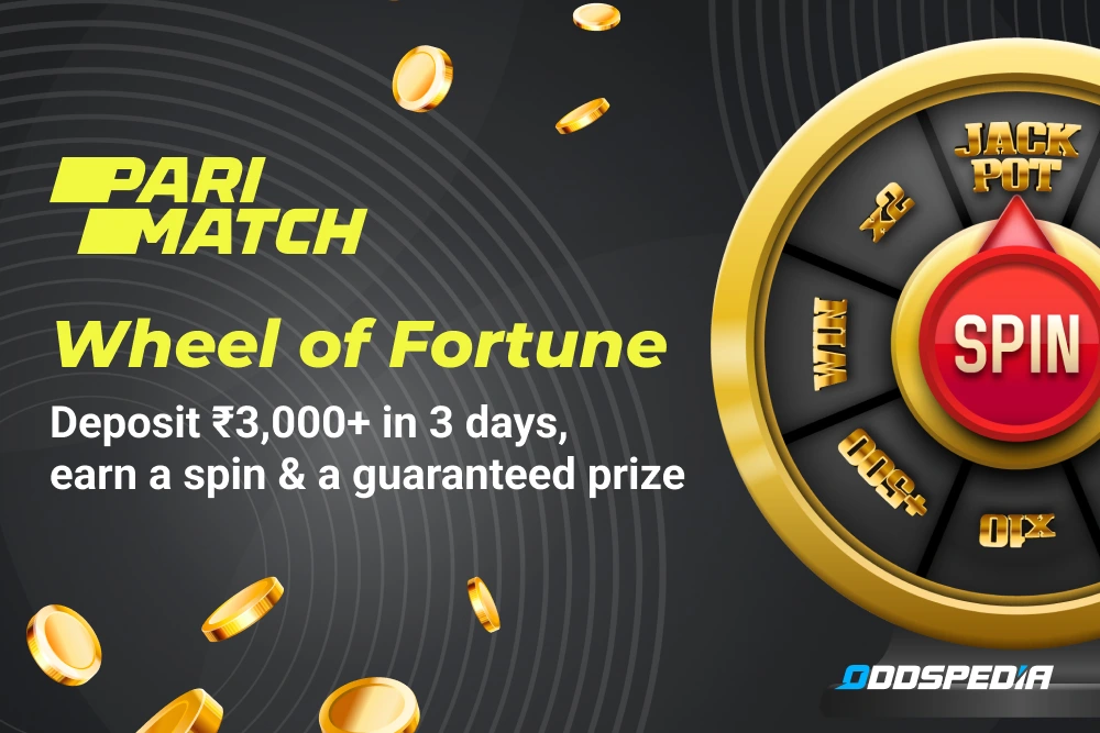 The Wheel of Fortune rewards promotion rewards Parimatch players with a guaranteed prize.