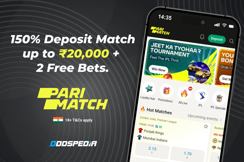 Use the click-to-claim Parimatch promo code in India to claim four deposit matches, two free bets, and 50 free spins.